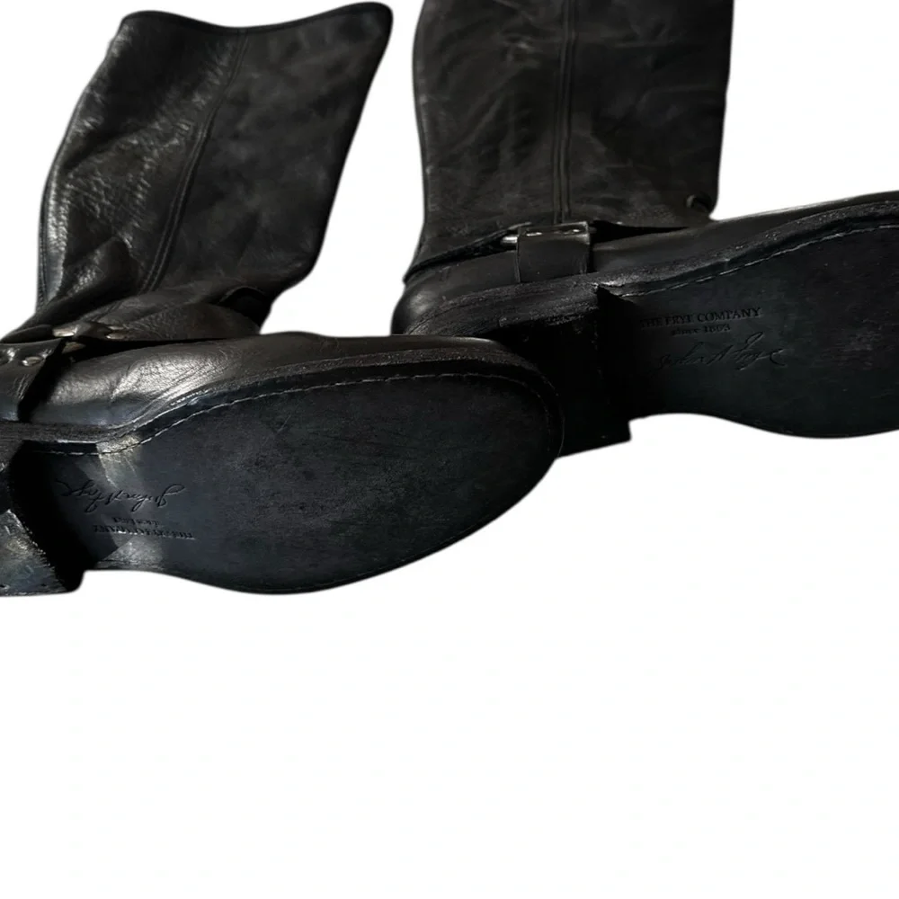 FRYE Zip Back Moto‎ Boot Black Leather Women's Boots 7.5